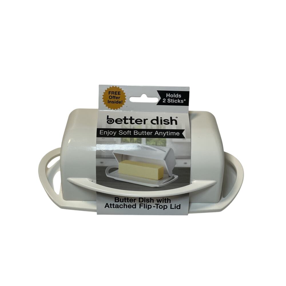 Kitchen Concepts Better Dish White Flip Top Lid Butter Keeper USA by Joelle NEW